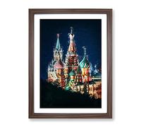 The Kremlin In Moscow Russia Modern Framed Print | A4 Walnut Framed Wall Art | Ready to Hang | Modern Nature Picture | Living Room Bedroom Lounge Office
