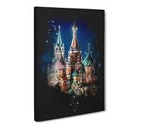 The Kremlin In Moscow Russia Paint Splash Canvas Print | Gallery Wrapped 30mm Frame Wall Art | 20x14 inches | Ready to Hang | Modern Picture | Living Room Bedroom Lounge Office