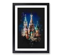 The Kremlin in Moscow Russia Paint Splash Framed Print | A2 Black Framed Wall Art | Ready to Hang | Modern Nature Picture | Living Room Bedroom Lounge Office