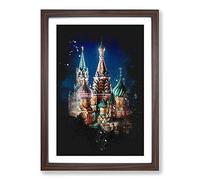 The Kremlin in Moscow Russia Paint Splash Framed Print | A2 Walnut Framed Wall Art | Ready to Hang | Modern Nature Picture | Living Room Bedroom Lounge Office