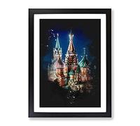 The Kremlin In Moscow Russia Paint Splash Modern Framed Print | A3 Black Framed Wall Art | Ready to Hang | Modern Nature Picture | Living Room Bedroom Lounge Office