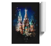 The Kremlin in Moscow Russia Paint Splash | Unframed Wall Art Print | Ready to Frame Poster | Modern Home Decor Picture | Artwork for Living Room, Bedroom or Office | A4 (21x29.7 cm)
