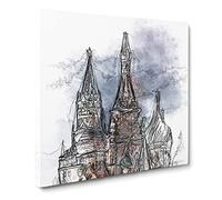 The Kremlin in Moscow Russia Sketch Canvas Print | Gallery Wrapped 30mm Frame Wall Art | 14x14 inches | Ready to Hang | Modern Picture | Living Room Bedroom Lounge Office
