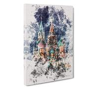 The Kremlin in Moscow Russia Watercolour Canvas Print | Gallery Wrapped 30mm Frame Wall Art | 30x20 inches | Ready to Hang | Modern Picture | Living Room Bedroom Lounge Office