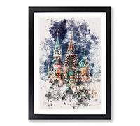 The Kremlin in Moscow Russia Watercolour Framed Print | A2 Black Framed Wall Art | Ready to Hang | Modern Historical Picture | Living Room Bedroom Lounge Office