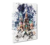 The Kremlin In Moscow Russia Watercolour Modern Canvas Wall Art Print Ready to Hang, Framed Picture for Living Room Bedroom Home Office Décor, 30x20 Inch (76x50 cm)