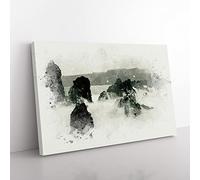 The Kula Hawaii Coastline In Abstract Modern Art Canvas Wall Art Print Ready to Hang, Framed Picture for Living Room Bedroom Home Office Décor, 76x50 cm (30x20 Inch)