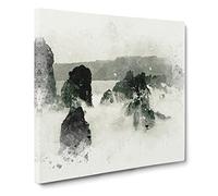 The Kula Hawaii Coastline in Abstract Modern Canvas Wall Art Print Ready to Hang, Framed Picture for Living Room Bedroom Home Office Décor, 14x14 Inch (35x35 cm)