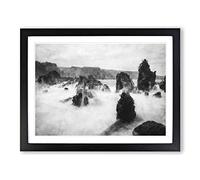 The Kula Hawaii Coastline Painting Modern Art Framed Wall Art Print, Ready to Hang Picture for Living Room Bedroom Home Office Décor, Black A3 (46 x 34 cm)