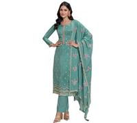 The kurti bazaar Engagement Party Wear Sewn Salwar Kameez Pant Suits Indian Pakistan Stylish Outfit, Teal Blue, 38