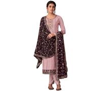 The kurti bazaar Ethnic Party Wear Indian Plus Size Salwar Kameez Dupatta Suits Pakistani Ready to Wear Trouser Pant Dress, Light Pink, 48