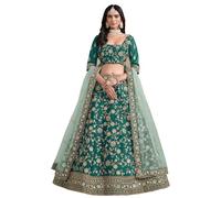 The kurti bazaar Indian Designer Sewn Lehengha Choli Special Event Party Wear Skrit Blouse with Dupatta Choli, Teal Blue, ( 14 US XXL ( Chest-46 Waist-42 Hips 48 )