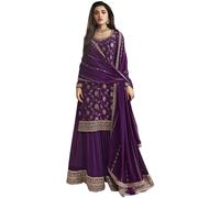 The kurti bazaar South Asian Wear Pakistani Indian Designer Stitched Palazzo Kameez Shalwar Suits, Purple, 34