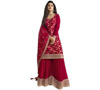 The kurti bazaar South Asian Wear Pakistani Indian Designer Stitched Palazzo Kameez Shalwar Suits, Red, 38