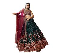 The kurti bazaar Stitched Designer Pakistani Indian Reception Event Party Wear Lehenga with Dupatta Choli, Denim Blue, ( 12 US X-Large ( Chest-44 Waist-40 Hips 46 )