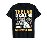 The Lab is Calling and I Meowst Go Science Cat Nerd |- Value Graphic T-Shirt, Men, Black, L
