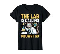 The Lab is Calling and I Meowst Go Science Cat Nerd |- Value Graphic T-Shirt, Women, Black, M