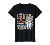 The Lab is Calling and I Meowst Go Science Cat Nerd |- Value Graphic T-Shirt, Women, Black, XL
