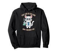 The Lab Is Calling Funny Cat Scientist Mom beaker test tube Pullover Hoodie
