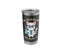 The Lab is Calling Funny Cat Scientist Mom Beaker Test Tube Stainless Steel Insulated Tumbler