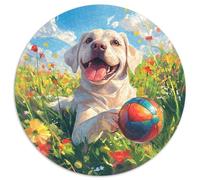 The Labrador Retriever 1000 Piece Animation Round Jigsaw Puzzles Impossible Puzzle Educational Games for Adults And Kids 1000pcs (67.5x67.5cm)