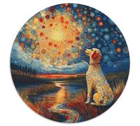 The Labrador Retriever 1000 Pieces Round Circle Jigsaw Puzzles for Adults And Kids Geometric PrettyReliever Difficult Challenge 1000pcs (67.5x67.5cm)