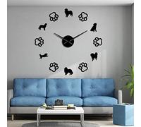 The Labrador Retriever Large Wall Clocks Dog Breed Labrador DIY Wall Art With Mirror Acylic Sticker Mirror Effect Big Hands Clock (Black、37inch)