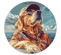The Labrador Retriever Round Jigsaw Puzzles Puzzles for Adults Kids. 1000 Pieces Whimsical Challenge Toy Educational Games Home Decoration for Educational Games Gifts 1000pcs (67.5x67.5cm)
