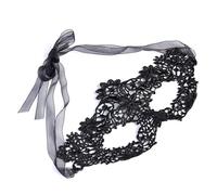 The Lace Mask Co ® Luxury Women's Venetian Lace Masquerade Prom Halloween Carnival Mask Ball (Classic Black with Organza Ribbon)