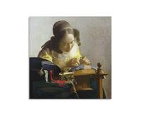 The Lacemaker By Johannes Vermeer Poster Poster Painting Canvas Wall Art Living Room Posters Painting 16x16inch(40x40cm)