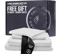 THE LAD COLLECTIVE 3.0 Split King Bedding Set - Bedding Sets - 4-Piece Bedset w/Fitted Sheet, Top Sheet & 2 Standard Pillowcases [Duvet Not Included] - Bamboo-Cotton - Malibu White [White]