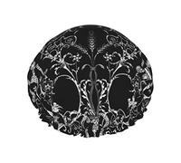 The Lady Bedroom Black White Waterproof Shower Cap,Elastic Bathing Hair Cap Environmental Protection Hair Bath Caps, Double WaterproofBathing Shower Hat