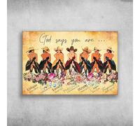 The Lady, Cowgirl - You are Unique, Special, Lovely, Precious, Strong, Chosen and Forgiven by God. This 8x12 Inch Metal Tin Sign is Designed for Home, Coffee Shops, Garages As A Decorative.