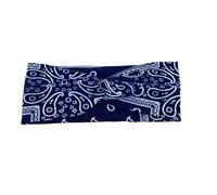 The Lady Has A Flexible Wide Wrap-style Hairband.(Blue)