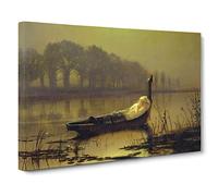 The Lady Of Shalott By John Atkinson Grimshaw Canvas Print | Gallery Wrapped 30mm Frame Wall Art | 24x16 inches | Ready to Hang | Classic People Picture | Living Room Bedroom Lounge Office