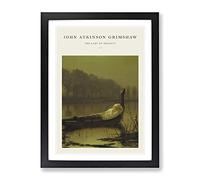 The Lady Of Shalott By John Atkinson Grimshaw Exhibition Museum Painting Framed Wall Art Print, Ready to Hang Picture for Living Room Bedroom Home Office Décor, Black A4 (34 x 25 cm)