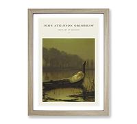 The Lady Of Shalott By John Atkinson Grimshaw Exhibition Museum Painting Framed Wall Art Print, Ready to Hang Picture for Living Room Bedroom Home Office Décor, Oak A4 (34 x 25 cm)