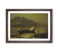 The Lady of Shalott by John Atkinson Grimshaw Framed Print Walnut A2 | Wall Art, Ready to Hang, Satin Fine Art Paper, Fade-Resistant Inks, Acrylic Glazing, Securely Packaged, Made in the UK