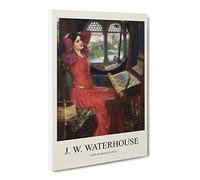 The Lady Of Shalott In Red By John William Waterhouse Canvas Print | Gallery Wrapped 30mm Frame Wall Art | 30x20 inches | Ready to Hang | Classic People Picture | Living Room Bedroom Lounge Office