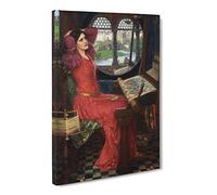 The Lady Of Shalott In Red By John William Waterhouse Classic Painting Canvas Wall Art Print Ready to Hang, Framed Picture for Living Room Bedroom Home Office Décor, 30x20 Inch (76x50 cm)