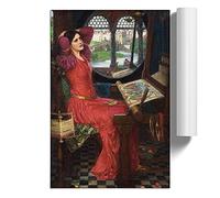 The Lady Of Shalott In Red By John William Waterhouse | Unframed Wall Art Print | Ready to Frame Poster | Modern Home Decor Picture | Artwork for Living Room or Office | A3 (29.7x42 cm)
