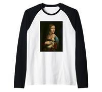 The Lady with an Ermine by Leonardo da Vinci (1490) Raglan Baseball Tee