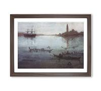 The Lagoon Venice By James Mcneill Whistler Classic Painting Framed Print | A2 Walnut Framed Wall Art | Ready to Hang | Classic Historical Picture | Living Room Bedroom Lounge Office