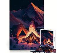 The Lake Campfire Jigsaw Puzzles for Adults 1000 Piece Memory Boost Cozy Time Pattern Assembly Santa Wish List (38x26cm)