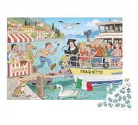 The Lake Como Ferry Boarding Crush Wooden Jigsaw Puzzle Waterproof 1000 Piece Puzzles for Adults Gifts Colourful Educational Games