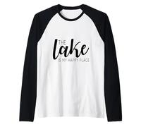 The Lake is My Happy Place Funny Vacation Saying Raglan Baseball Tee
