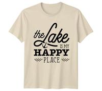 The Lake is My Happy Place Lake Life Outdoors Mens T-Shirt Womens Graphic Tee Unisex Apparel Anchor Design S