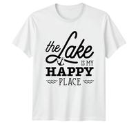 The Lake is My Happy Place Lake Life Outdoors Mens T-Shirt Womens Graphic Tee Unisex Apparel Anchor Design 2XL White