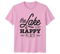 The Lake is My Happy Place Lake Life Outdoors Mens T-Shirt Womens Graphic Tee Unisex Apparel Anchor Design S Light Pink