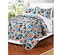 The Lakeside Collection with Retro Camping Print, Polyester, Multicolored, Twin